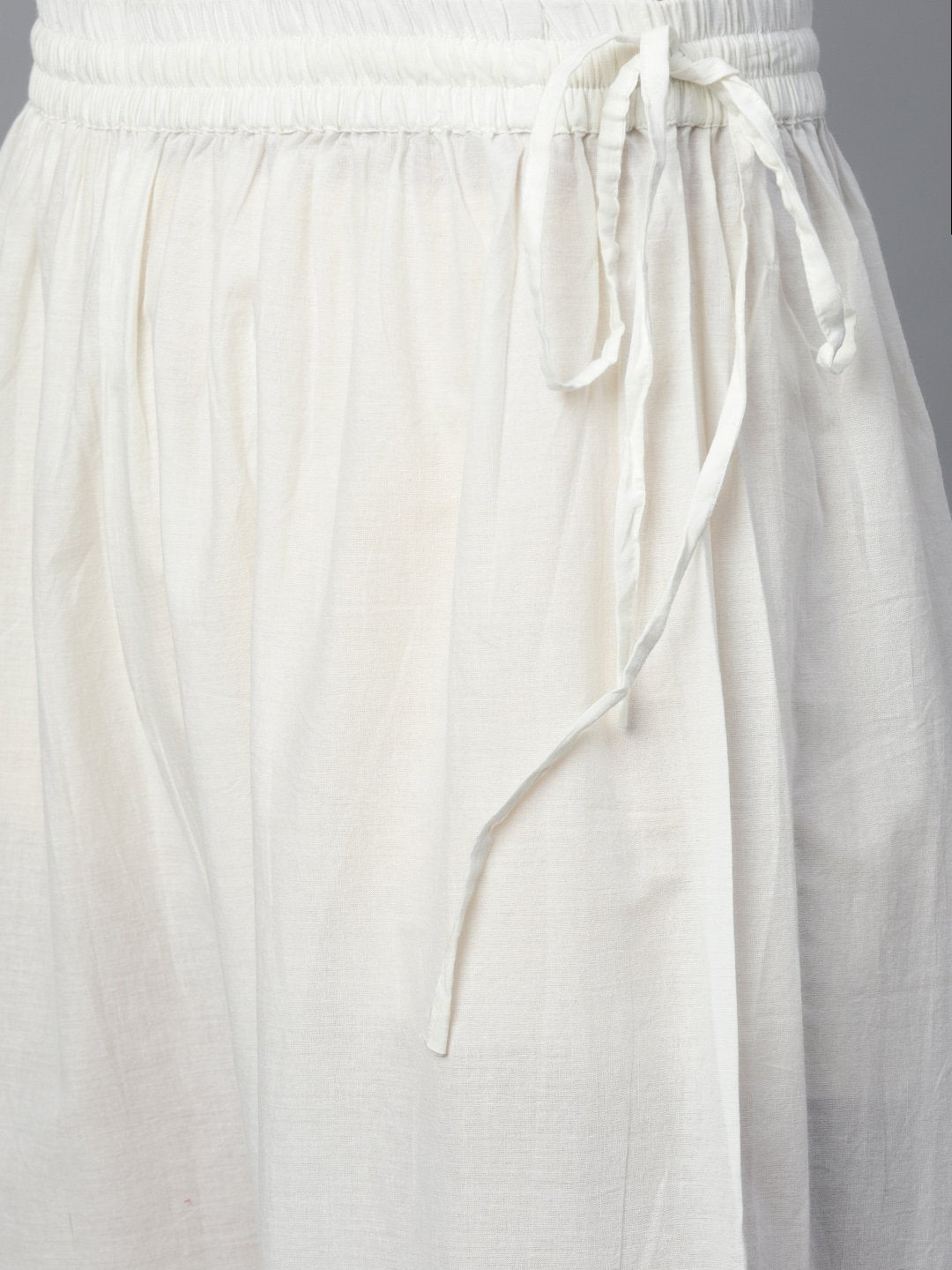 Women's White Three-Quarter Sleeves Straight Kurta With Palazzo Set