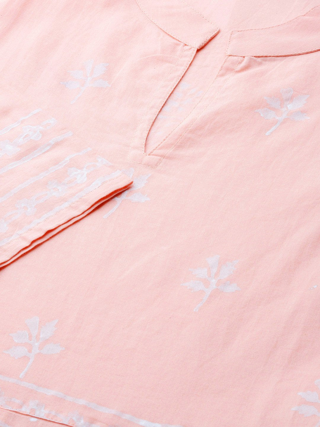 Women's Pink Three-Quarter Sleeves Flared Kurta With Palazzo Set