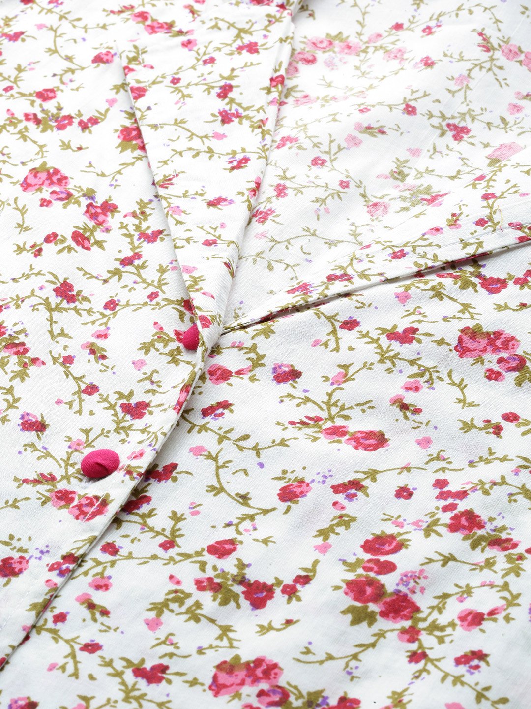 Women's White Floral Printed Night Suit