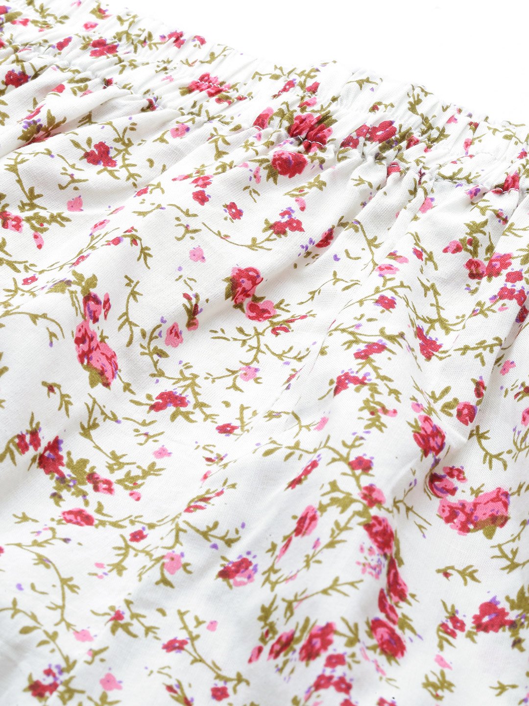 Women's White Floral Printed Night Suit