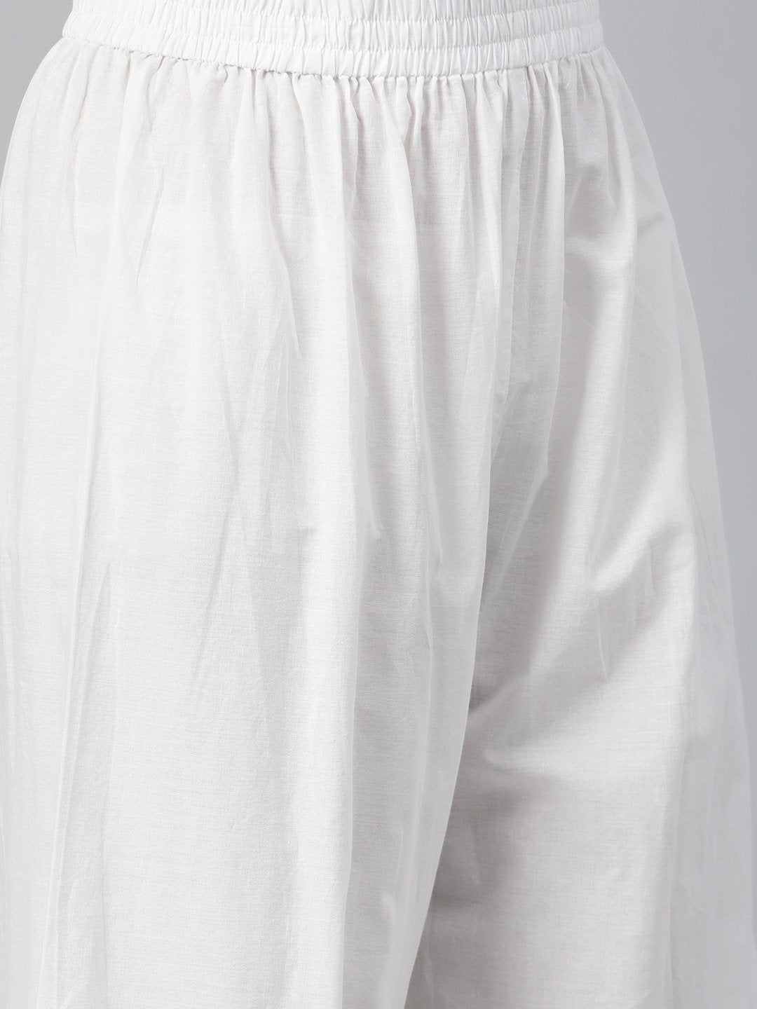 Women's White Three-Quarter Sleeves Flared Kurta With Palazzo