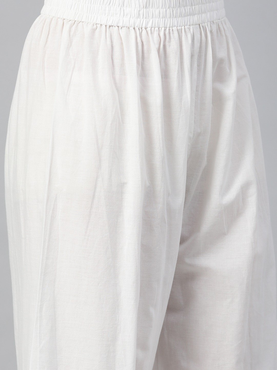 Women's White Three-Quarter Sleeves Straight Kurta With Palazzo