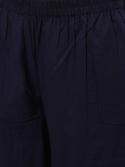 Women's Navy Blue Trouser With Lace Detailing