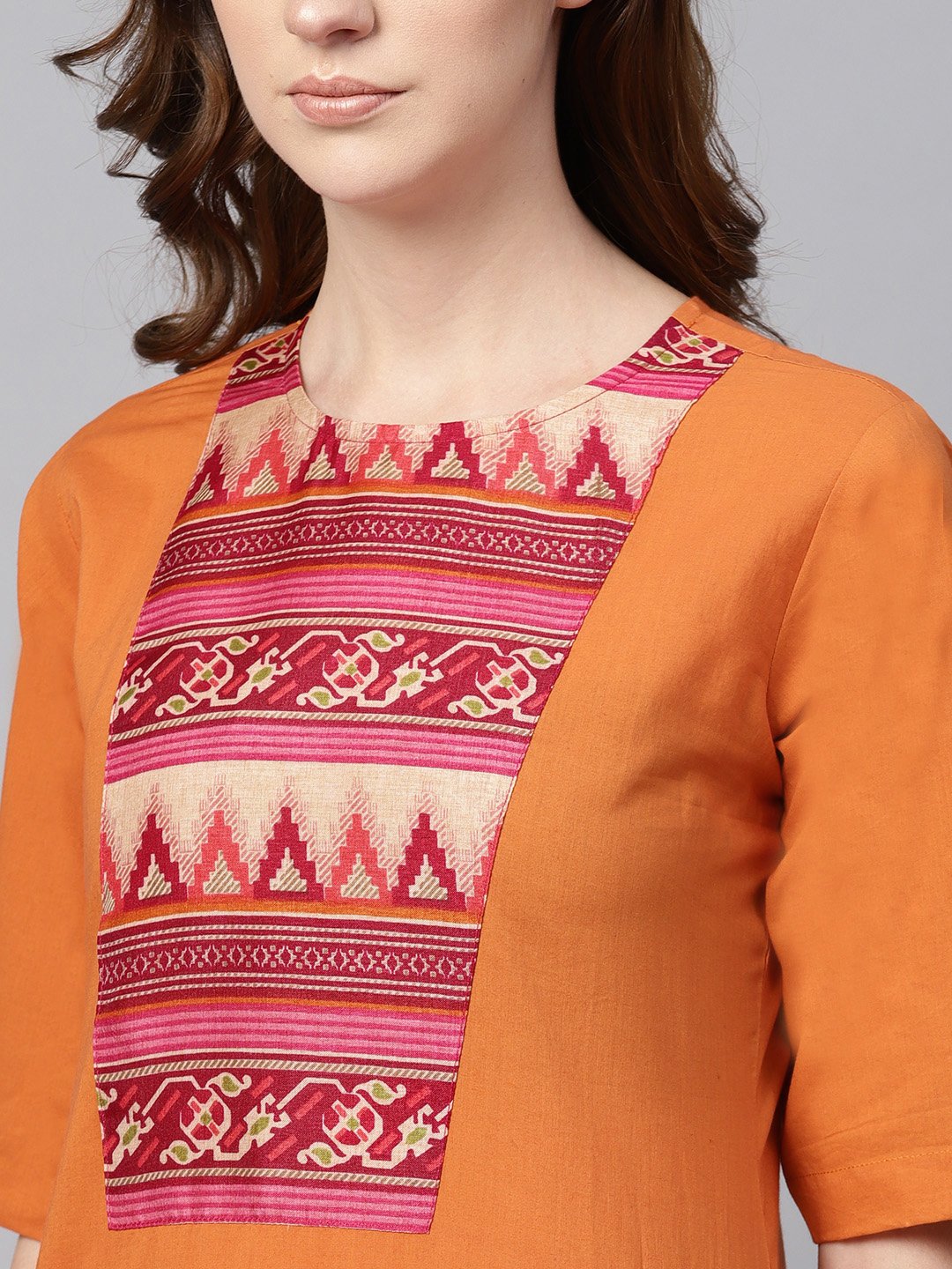 Women's Red Half Sleeve Printed Cotton Kurta With Printed Palazzo And Dupatta