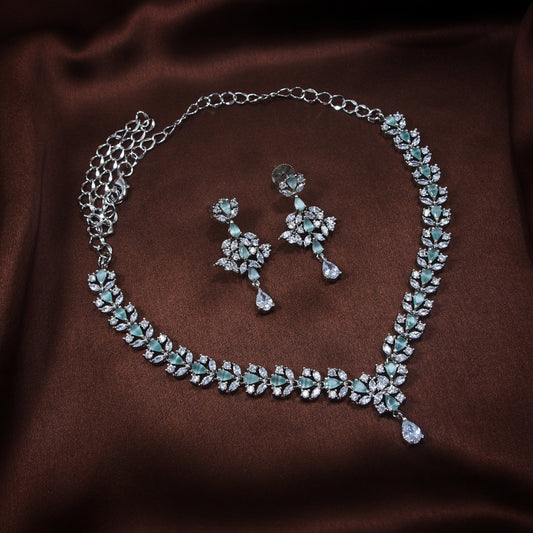 Women's Rhodium Mint Jewellery Set