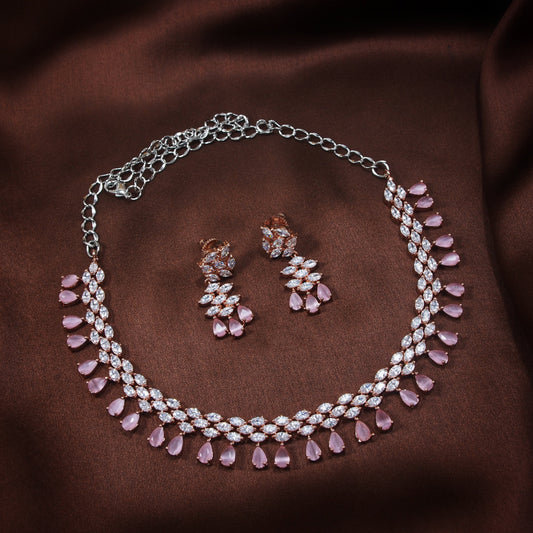 Women's Rose Gold Pink Jewellery Set
