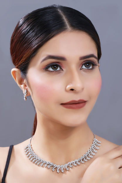 Women's Rhodium Plated Jewellery Set