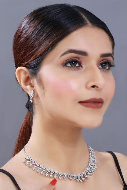 Women's Rhodium Plated Jewellery Set