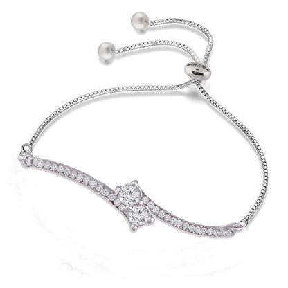 Women's Cubic Zirconia Adjustable Bracelet Jewellery with Pull-Chain for Women