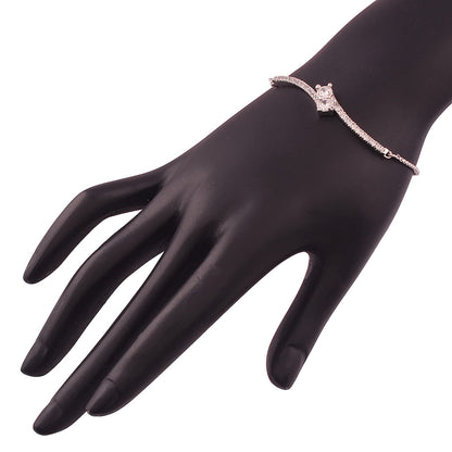 Women's Cubic Zirconia Adjustable Bracelet Jewellery with Pull-Chain for Women