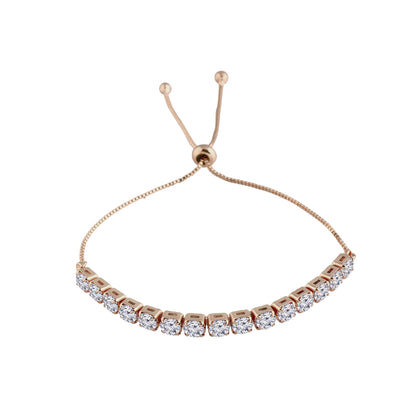 Women's Cubic Zirconia Adjustable Bracelet Jewellery with Pull-Chain for Women