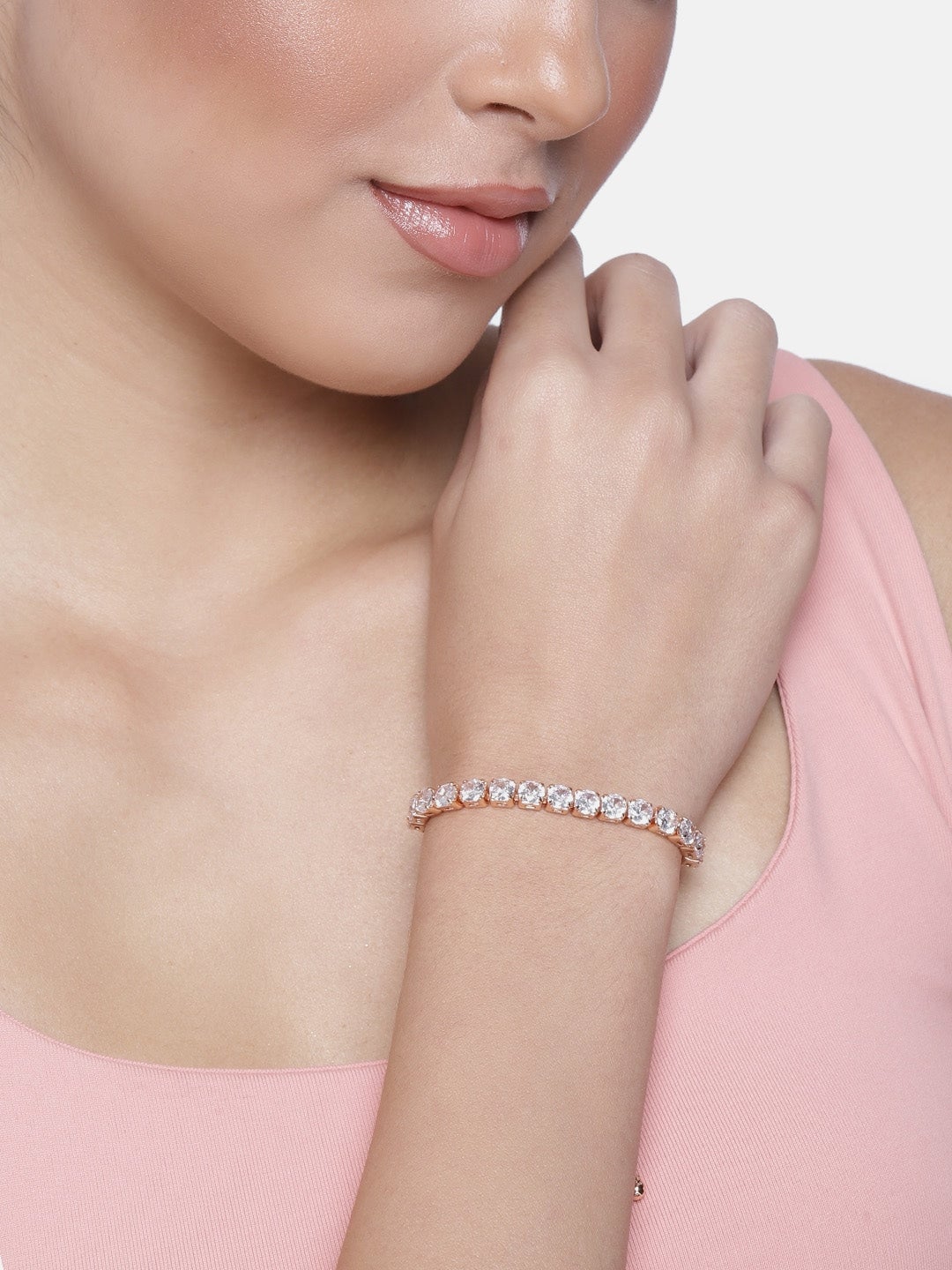 Women's Cubic Zirconia Adjustable Bracelet Jewellery with Pull-Chain for Women