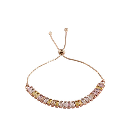 Women's Cubic Zirconia Adjustable Bracelet Jewellery with Pull-Chain for Women
