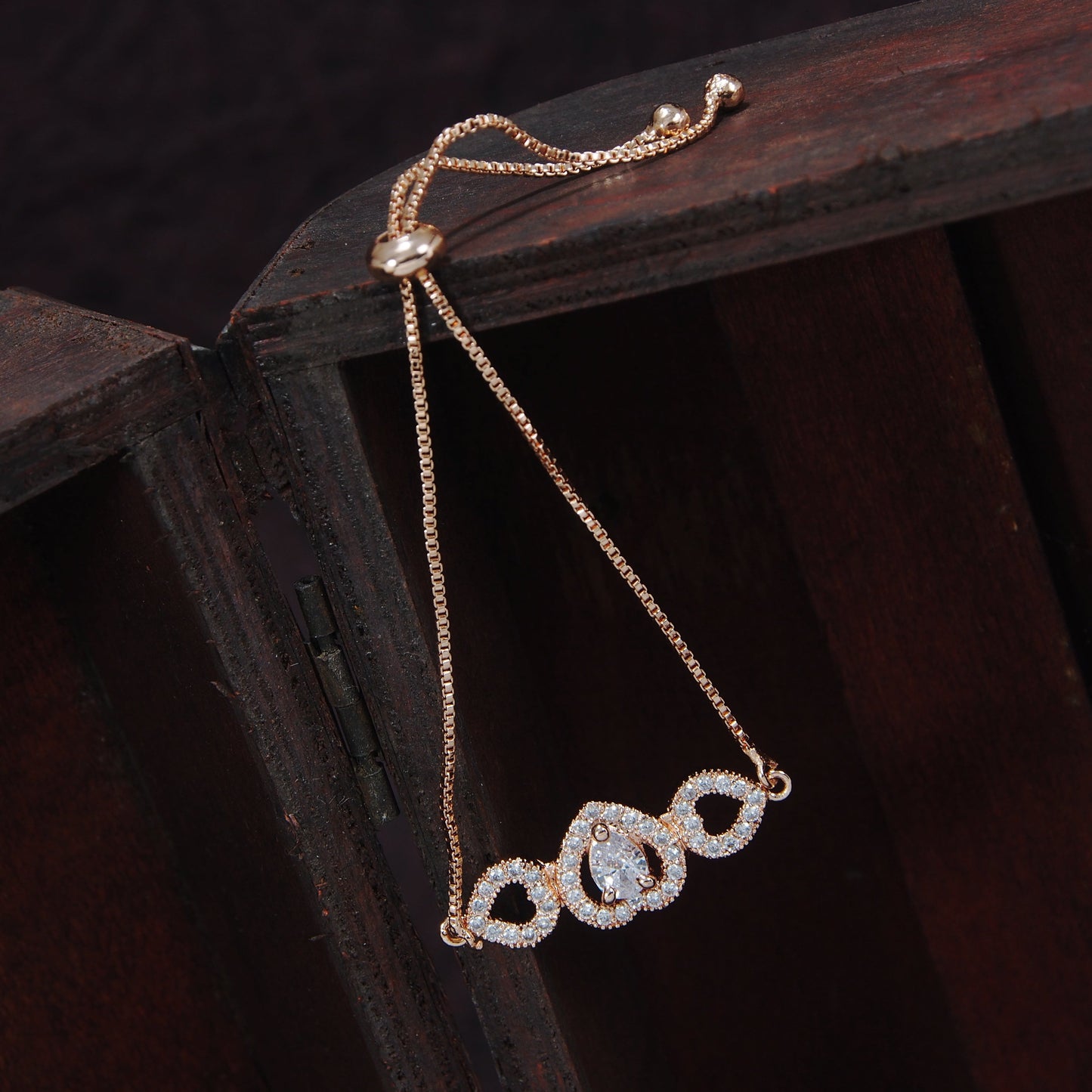 Women's Cubic Zirconia Adjustable Bracelet Jewellery with Pull-Chain for Women