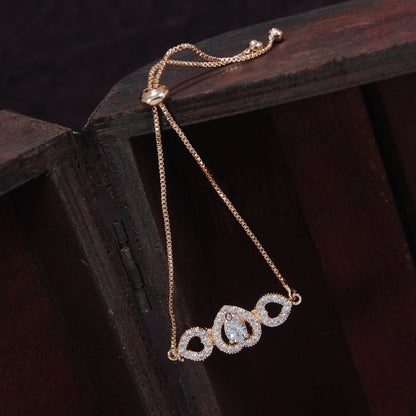 Women's Cubic Zirconia Adjustable Bracelet Jewellery with Pull-Chain for Women