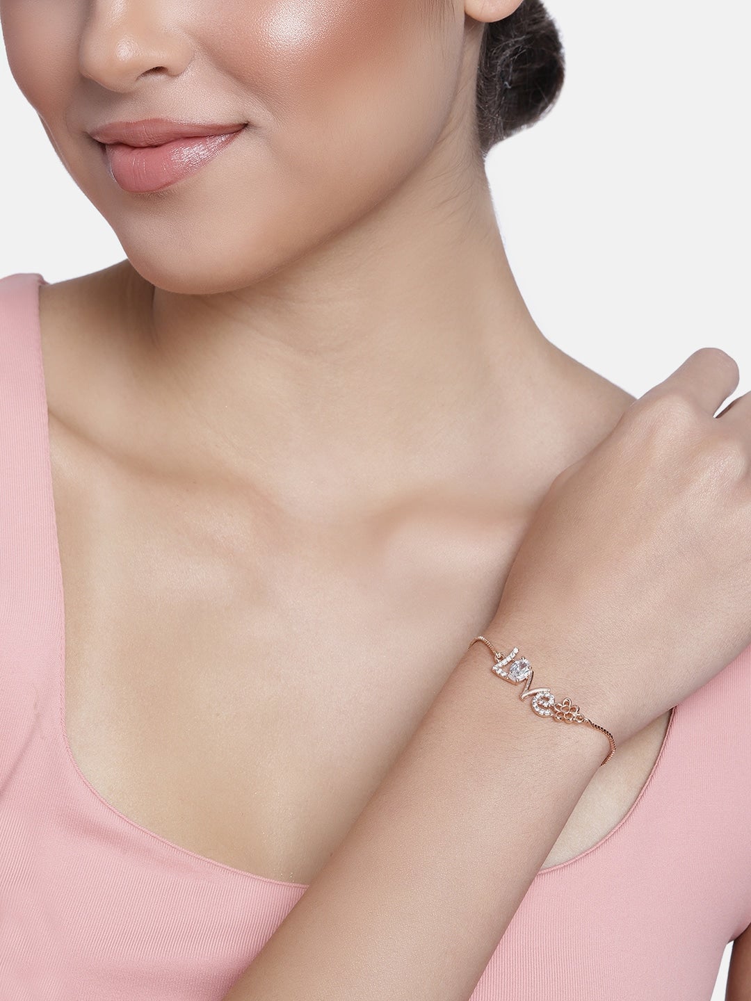 Women's Cubic Zirconia Adjustable Bracelet Jewellery with Pull-Chain for Women