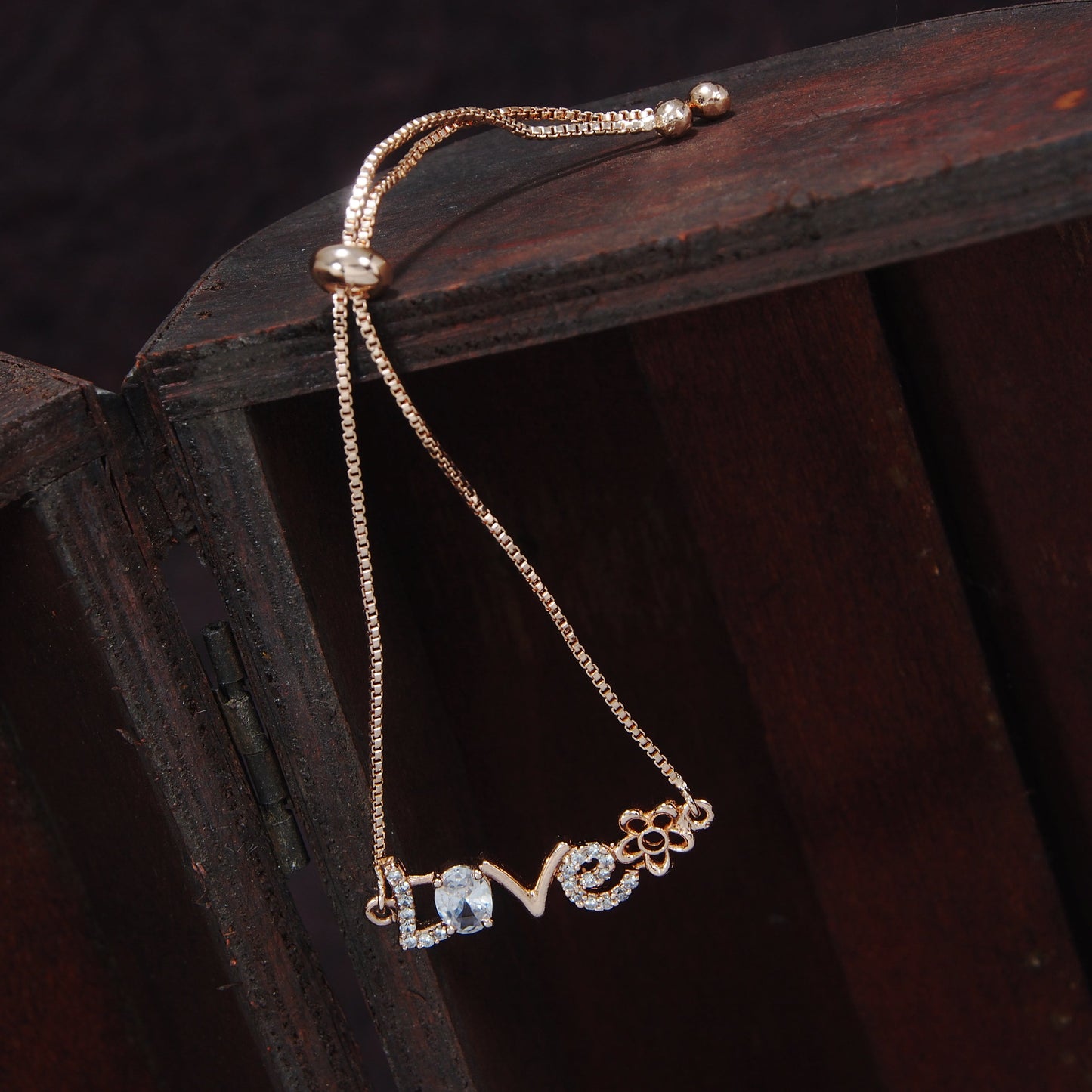 Women's Cubic Zirconia Adjustable Bracelet Jewellery with Pull-Chain for Women