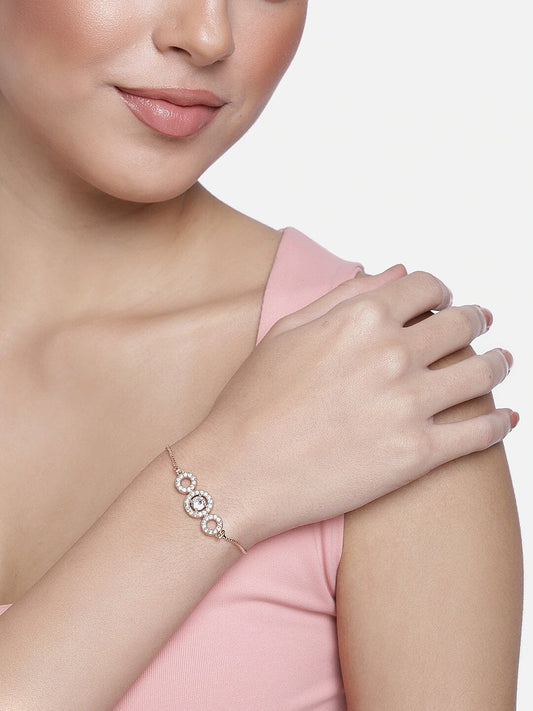 Women's Cubic Zirconia Adjustable Bracelet Jewellery with Pull-Chain for Women