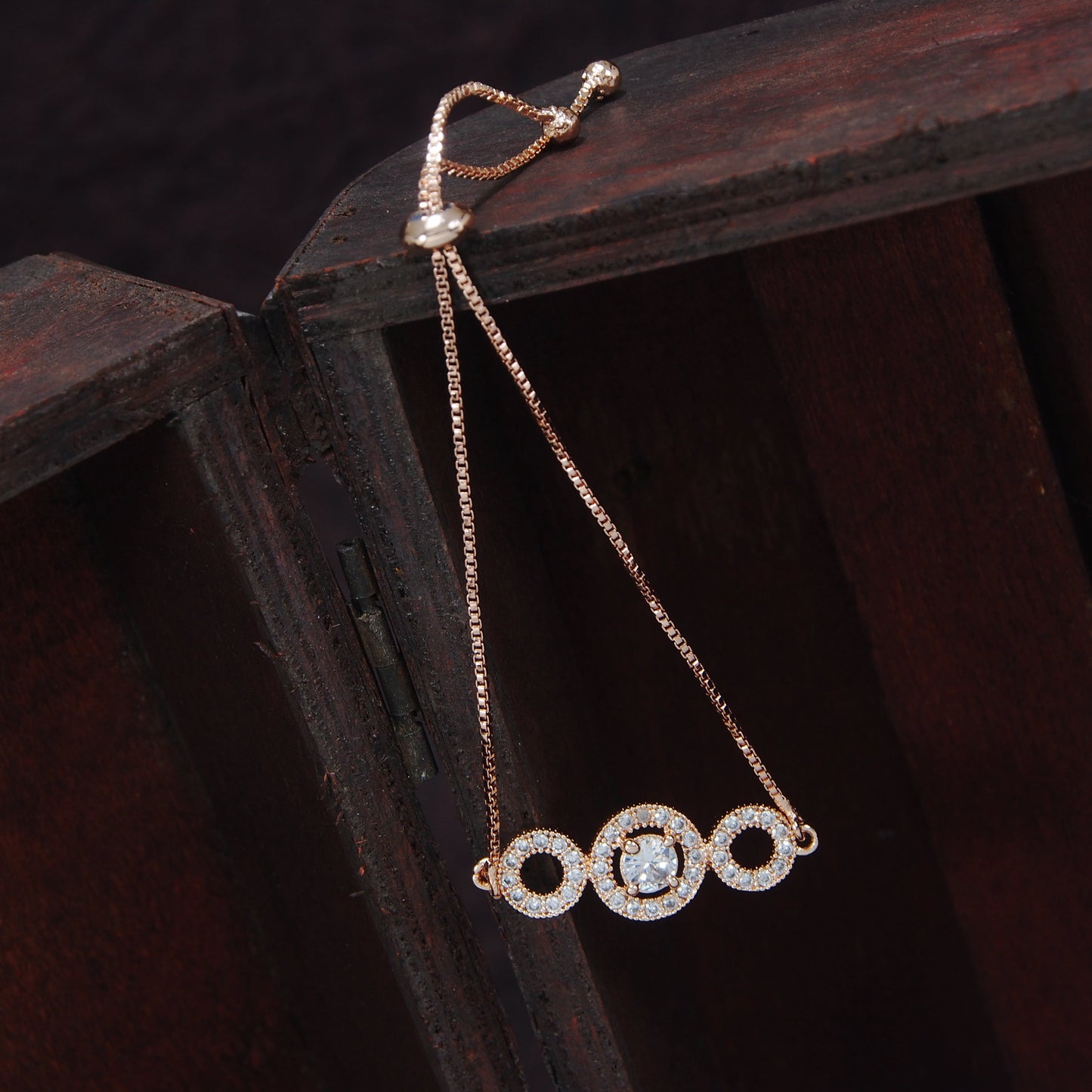 Women's Cubic Zirconia Adjustable Bracelet Jewellery with Pull-Chain for Women