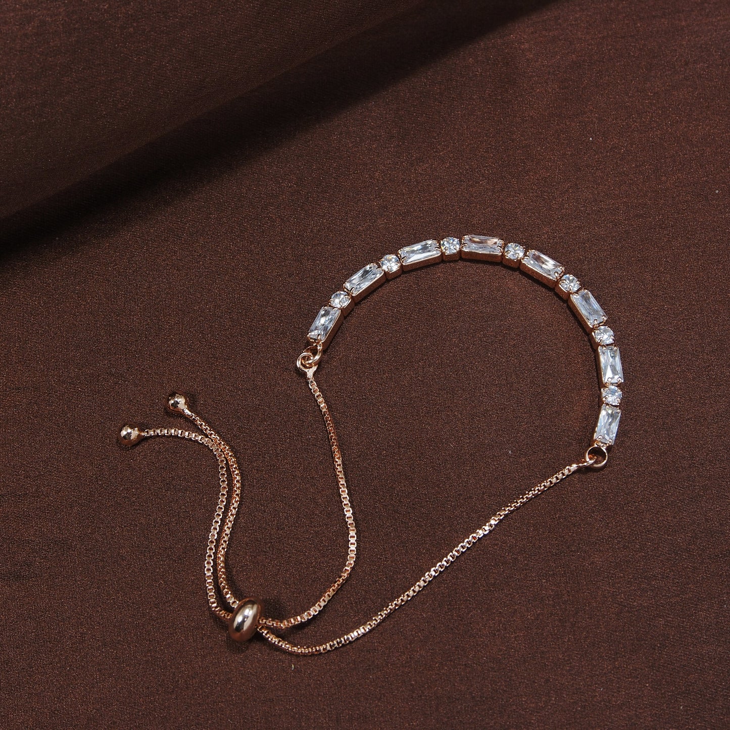 Women's Cubic Zirconia Adjustable Bracelet Jewellery with Pull-Chain for Women