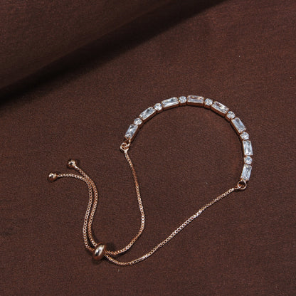 Women's Cubic Zirconia Adjustable Bracelet Jewellery with Pull-Chain for Women