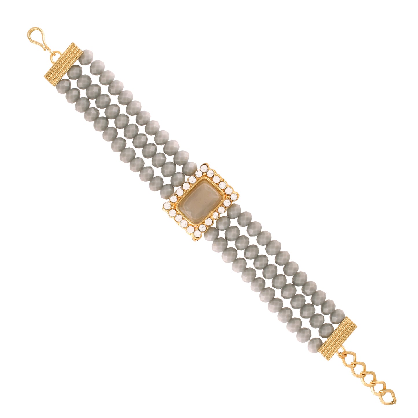 Women's 3 Layered Emerald Stone Beaded Pearl Bracelets