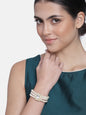 Women's 3 Layered Emerald Stone Beaded Pearl Bracelets