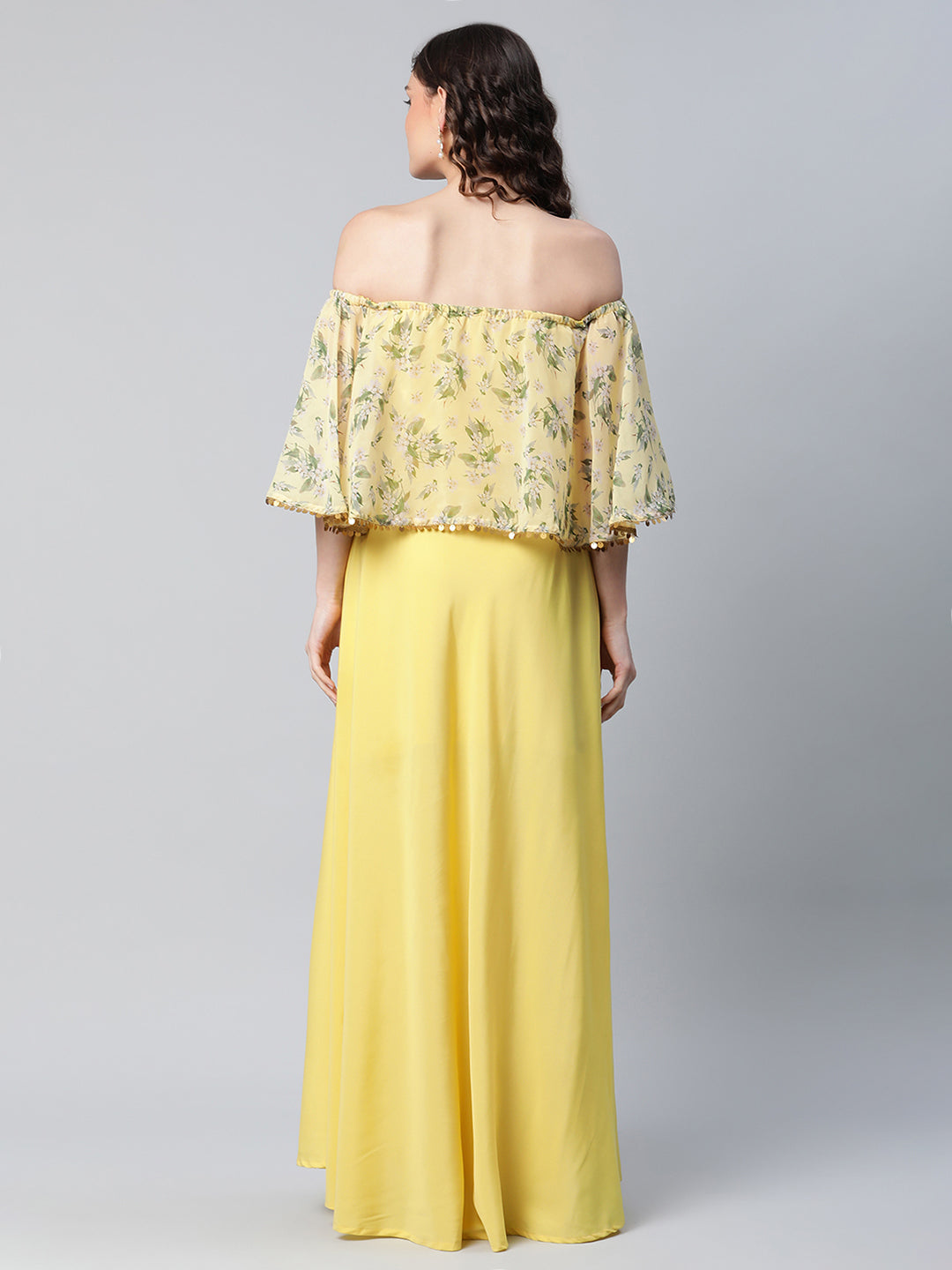 Women's Crepe Printed Yellow Dress