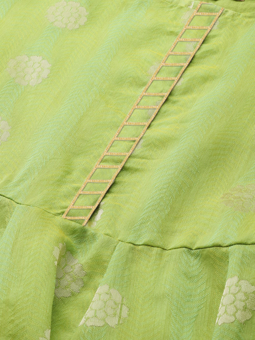 Women's Green Chanderi Jacquard Woven Dress