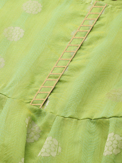 Women's Green Chanderi Jacquard Woven Dress