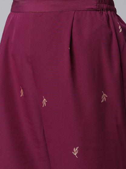 Women's Crepe Wine Kaftan With Bottom