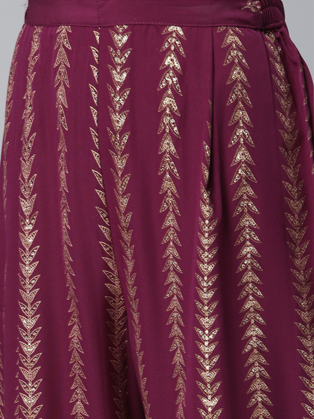 Women's Crepe Wine Kaftan With Bottom