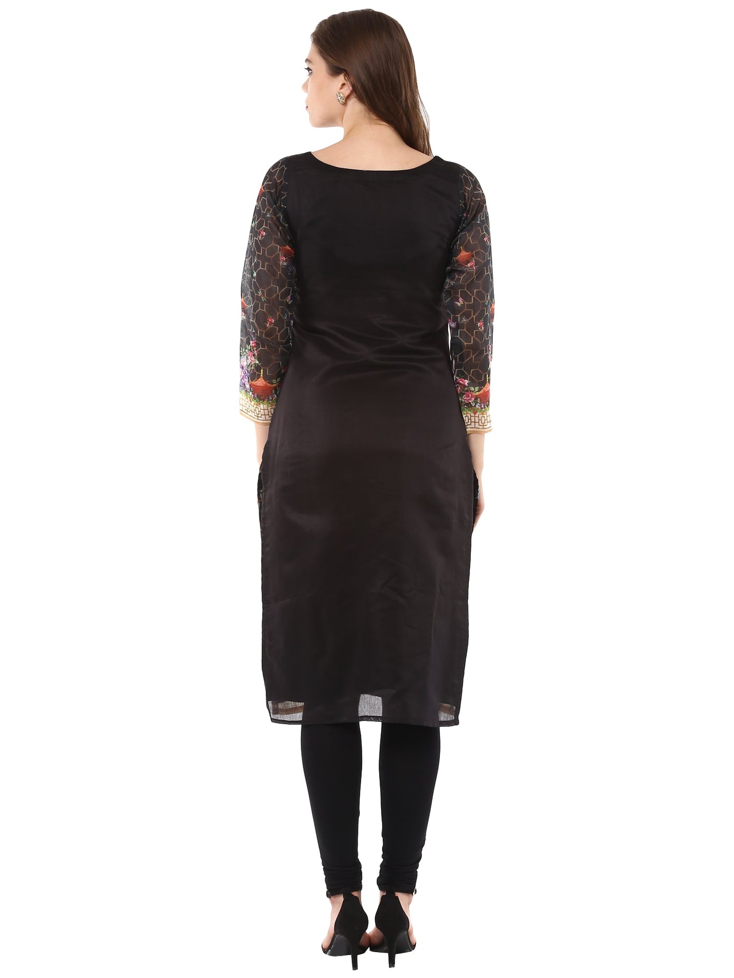 Women's Digital Printed Pakistani Black Only Kurta