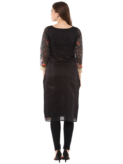 Women's Digital Printed Pakistani Black Only Kurta