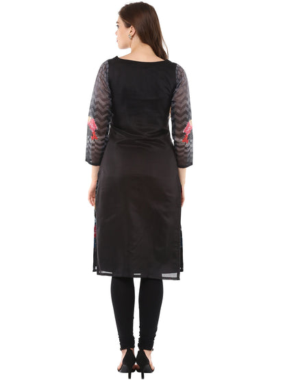 Women's Black Chanderi Zen Inspired Only Kurta