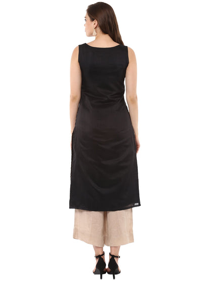 Women's   Black Party Wear Metallick Gold Copper Print Chevron Only Kurta
