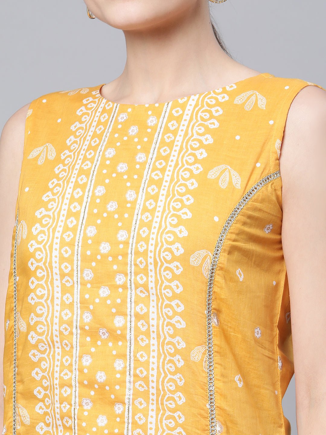 Women's Mustard Cotton Printed Kurta