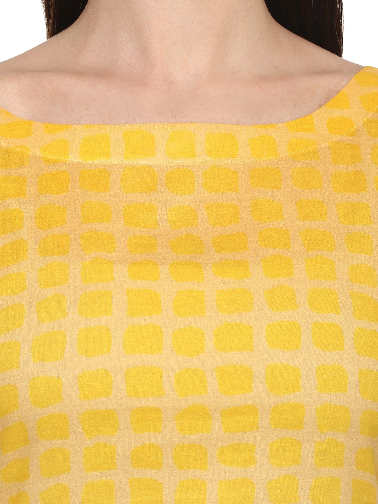 Women's Yellow And Red Cotton Floral Digital Only Kurti