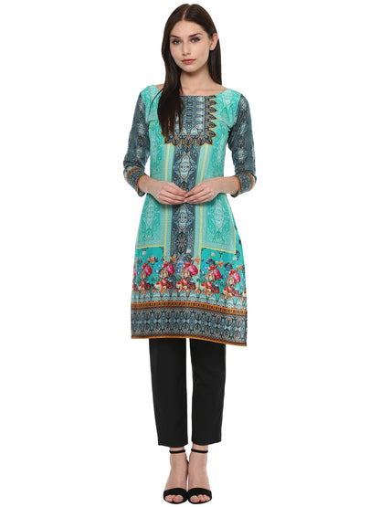 Women's Green Cotton Digital Printed Only Kurti