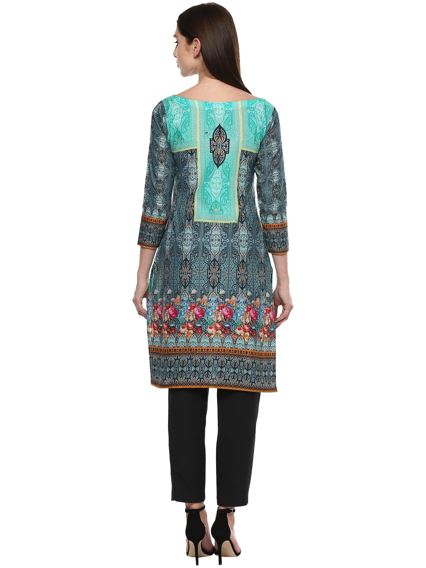 Women's Green Cotton Digital Printed Only Kurti