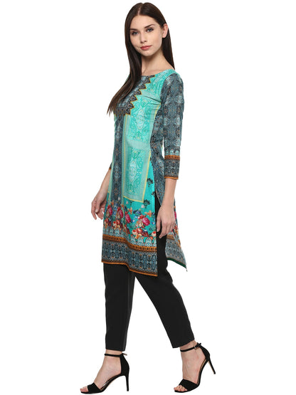 Women's Green Cotton Digital Printed Only Kurti