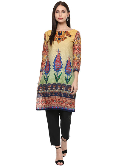 Women's Multicoloured Digital Printed Cotton Only Kurti