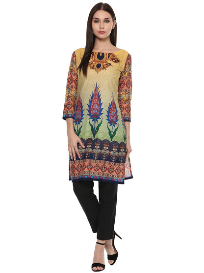 Women's Multicoloured Digital Printed Cotton Only Kurti