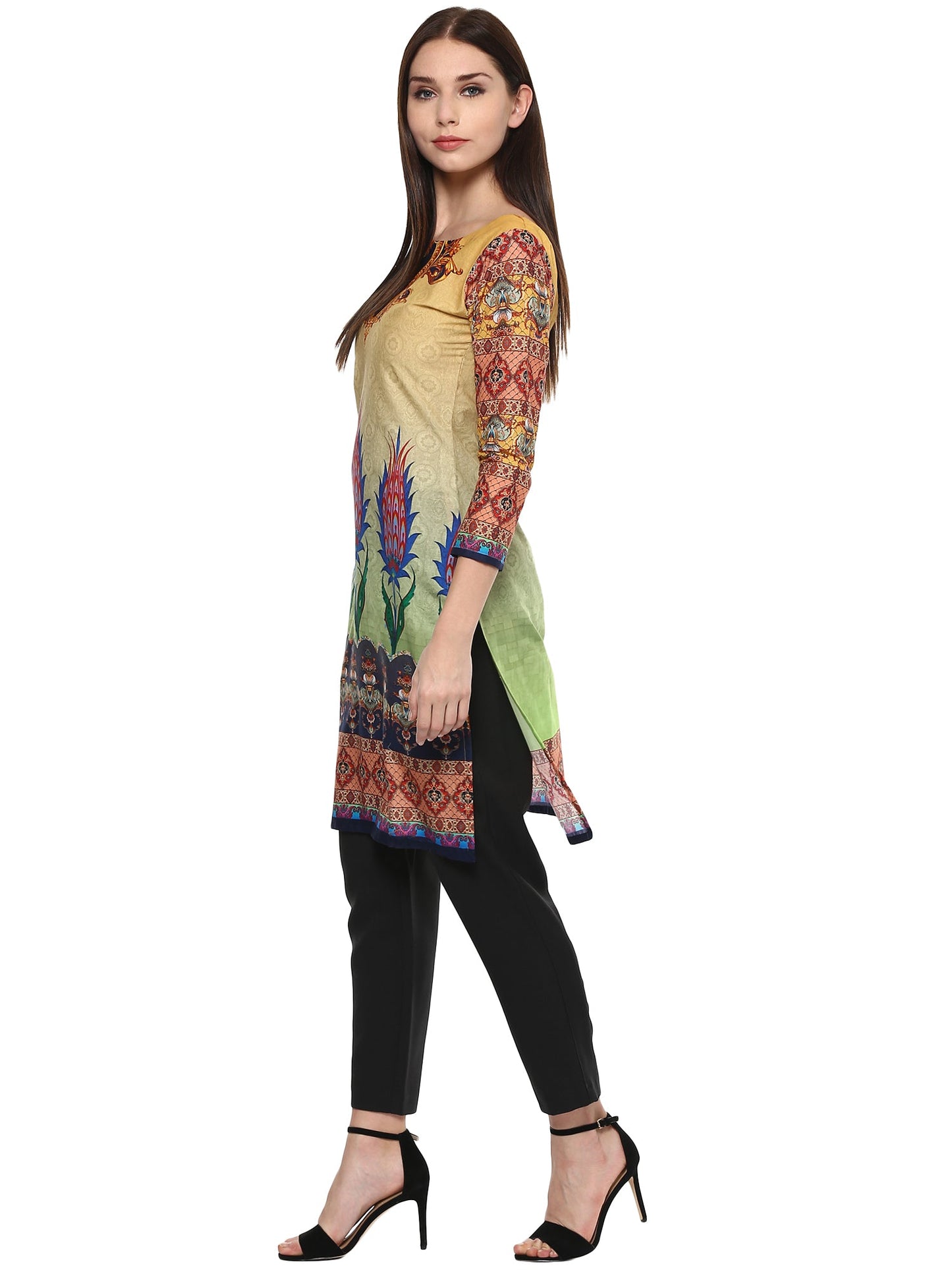 Women's Multicoloured Digital Printed Cotton Only Kurti