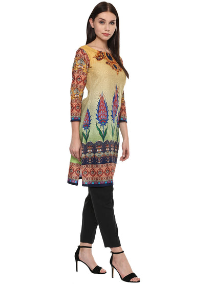 Women's Multicoloured Digital Printed Cotton Only Kurti