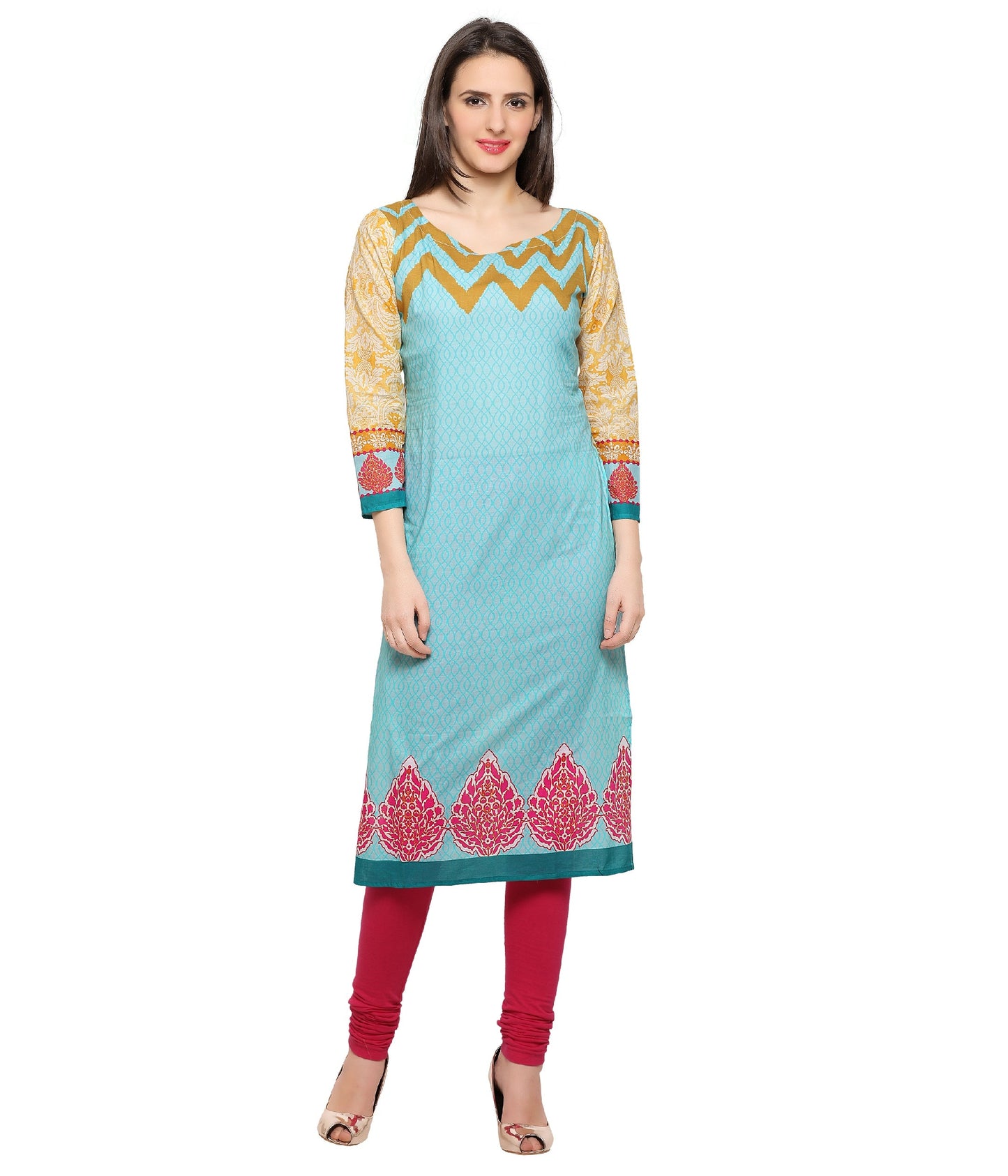 Women's Full Sleeves Digital Printed Cotton Only Kurti