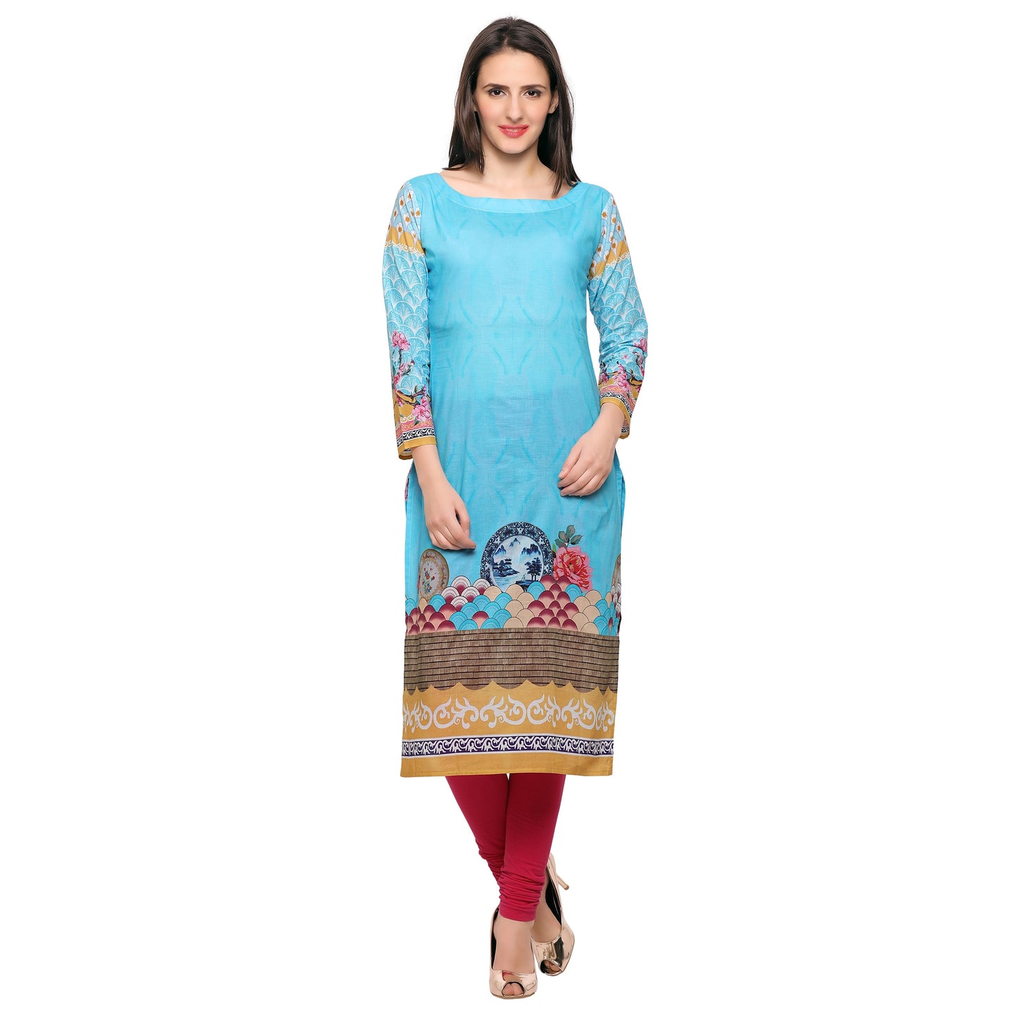 Women's Full Sleve Floral Designer Digital Printed Only Kurti