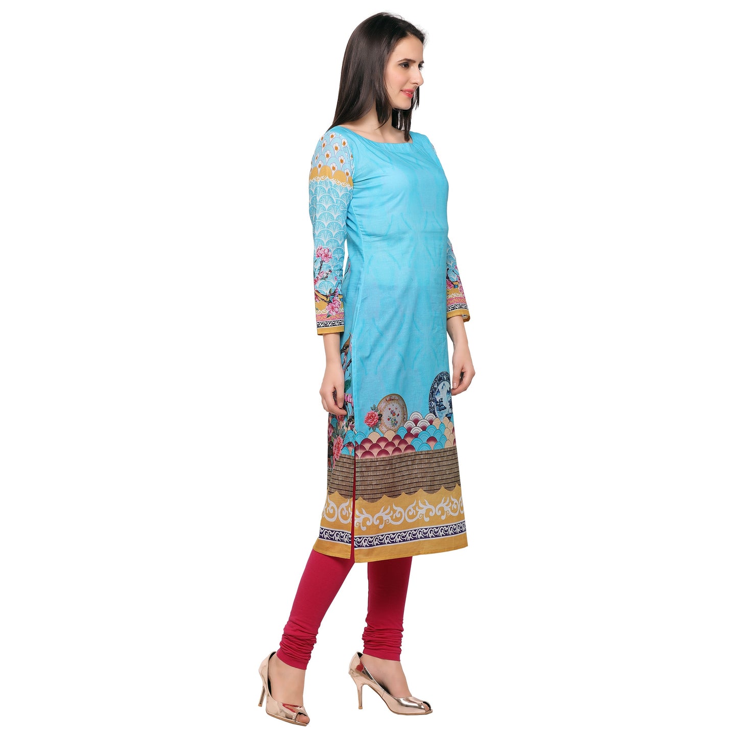 Women's Full Sleve Floral Designer Digital Printed Only Kurti