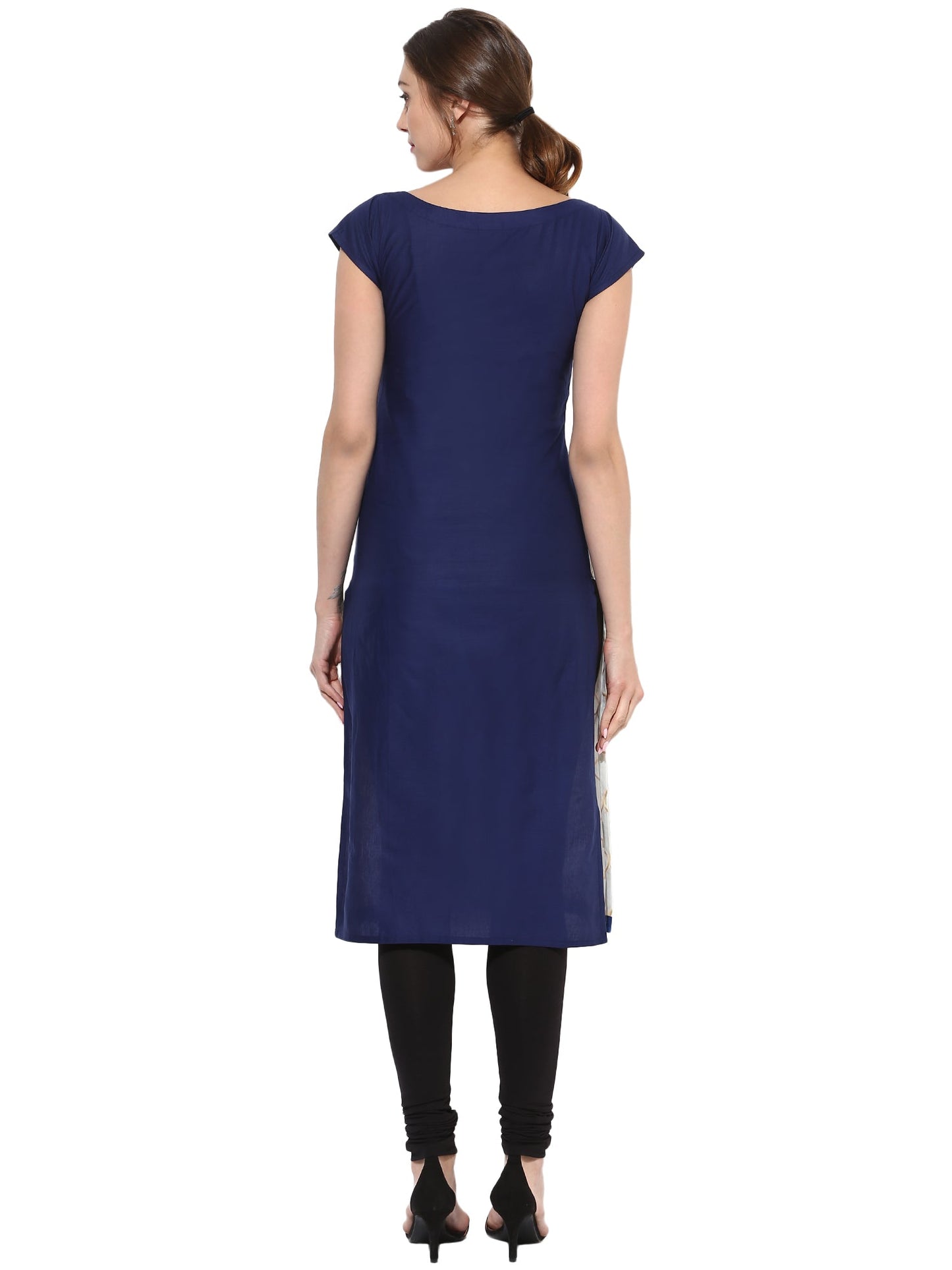 Women's Morrocon Digital Printed Blue Cotton Only Kurti
