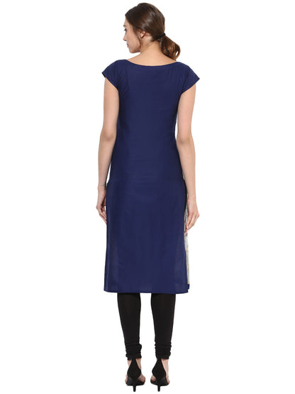 Women's Morrocon Digital Printed Blue Cotton Only Kurti